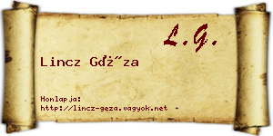 Lincz Géza névjegykártya